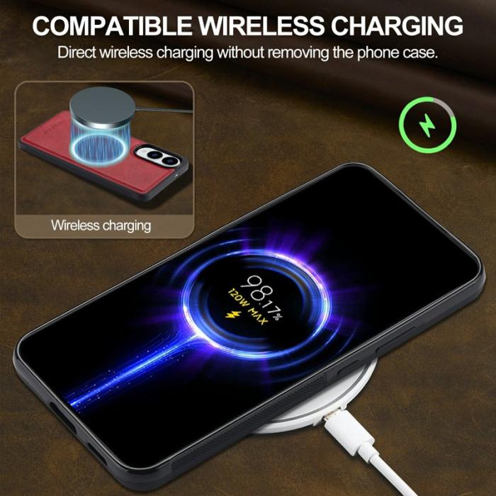 LC.imeeke - LC.IMEEKE Samsung Galaxy S25 Edge Fodral Äkta läder - Röd