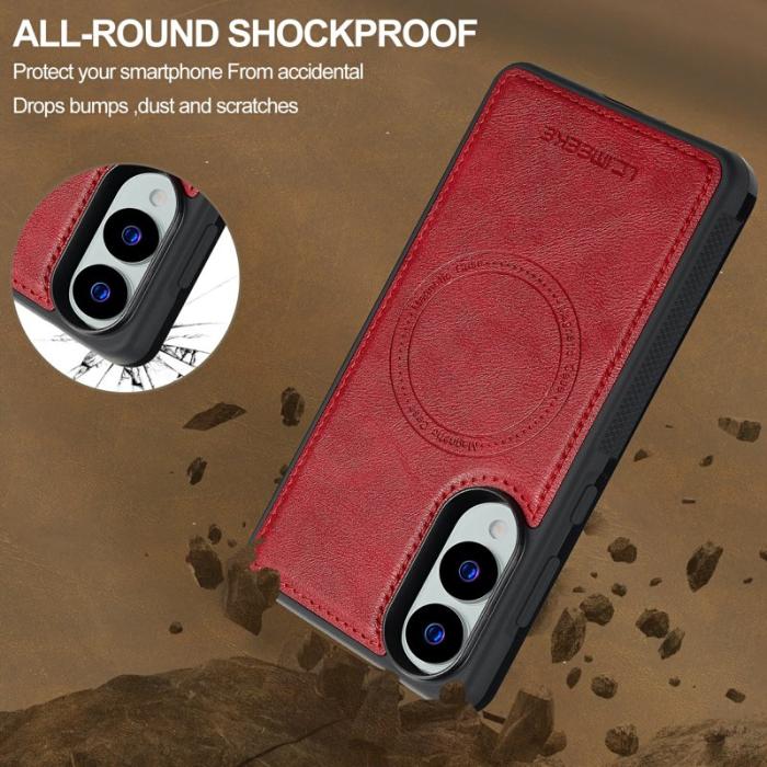 LC.imeeke - LC.IMEEKE Samsung Galaxy S25 Edge Fodral Äkta läder - Röd