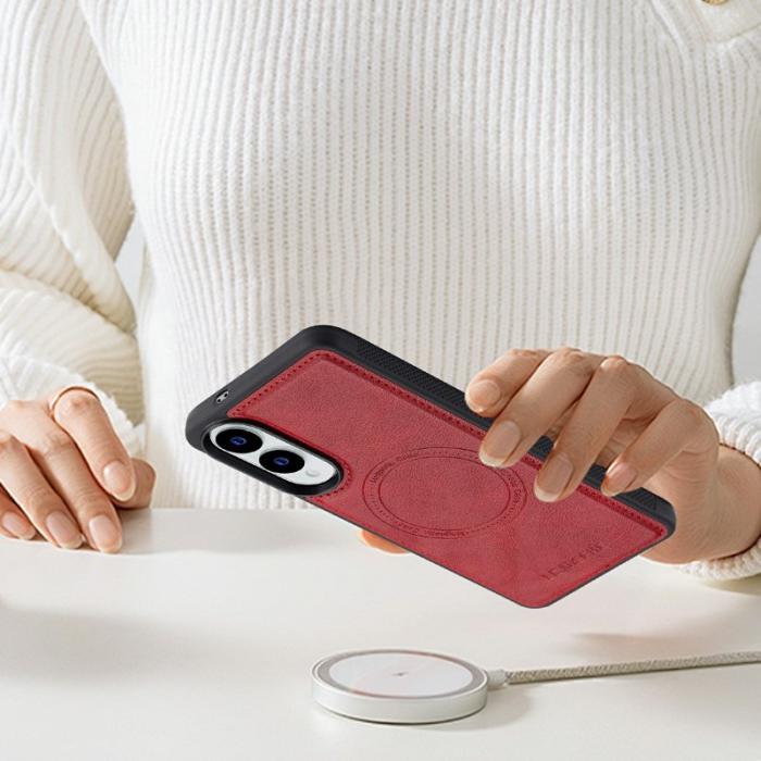 LC.imeeke - LC.IMEEKE Samsung Galaxy S25 Edge Fodral Äkta läder - Röd