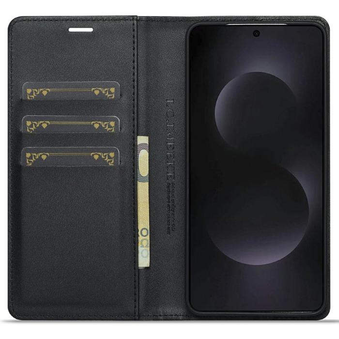 LC.imeeke - LC.IMEEKE Samsung Galaxy S25 Edge Fodral Äkta läder - Vit