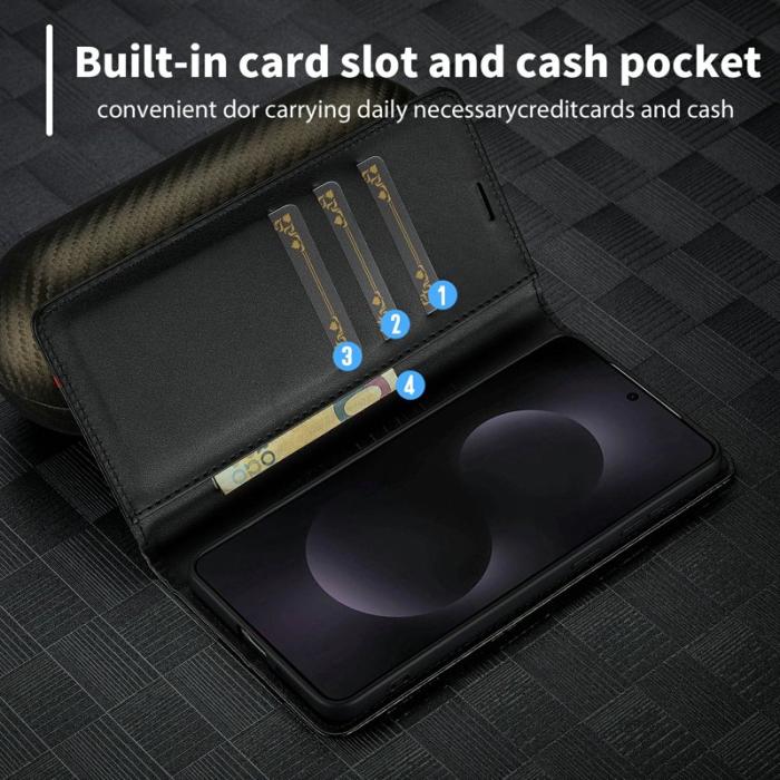 LC.imeeke - LC.IMEEKE Samsung Galaxy S25 Edge Fodral Äkta läder - Vit