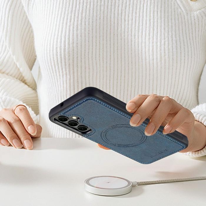 LC.imeeke - LC.IMEEKE Samsung Galaxy S25 FE Fodral Äkta läder - Blå