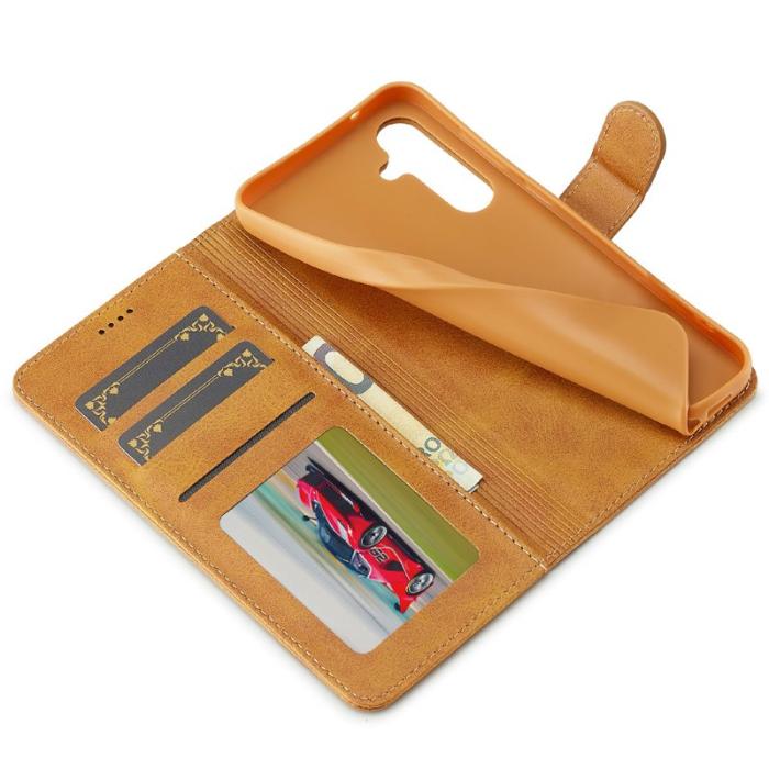 LC.imeeke - LC.IMEEKE Samsung Galaxy S25 FE Fodral - Äkta läder - Gul