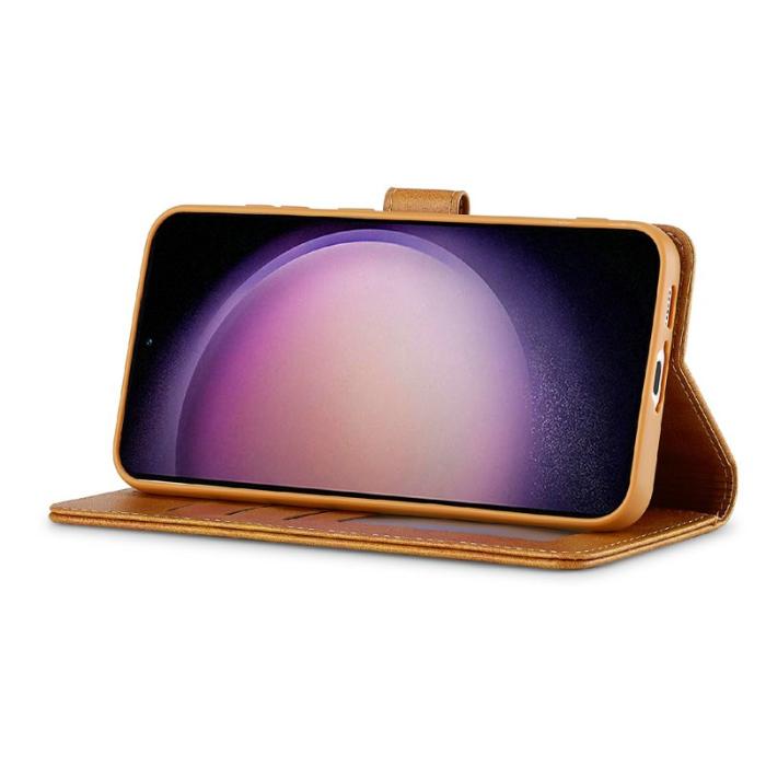 LC.imeeke - LC.IMEEKE Samsung Galaxy S25 FE Fodral - Äkta läder - Gul