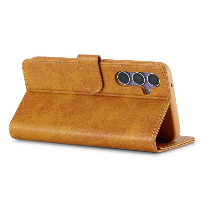 LC.imeeke - LC.IMEEKE Samsung Galaxy S25 FE Fodral - Äkta läder - Gul