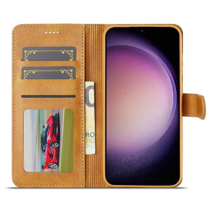 LC.imeeke - LC.IMEEKE Samsung Galaxy S25 FE Fodral - Äkta läder - Gul