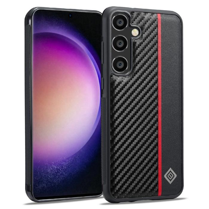 LC.imeeke - LC.IMEEKE Samsung Galaxy S25 FE Fodral - Kolfiber Läder - Svart