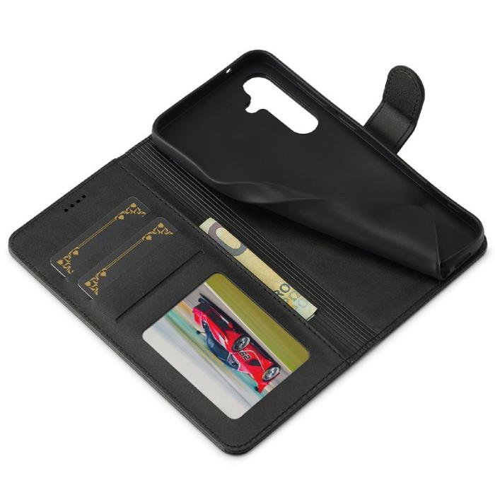 LC.imeeke - LC.IMEEKE Samsung Galaxy S25 FE Fodral PU Läder - Svart