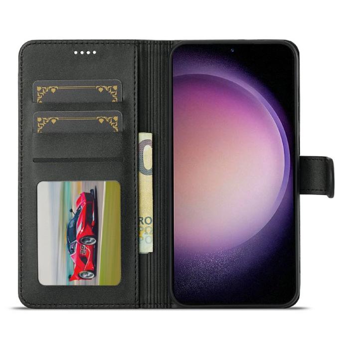 LC.imeeke - LC.IMEEKE Samsung Galaxy S25 FE Fodral PU Läder - Svart