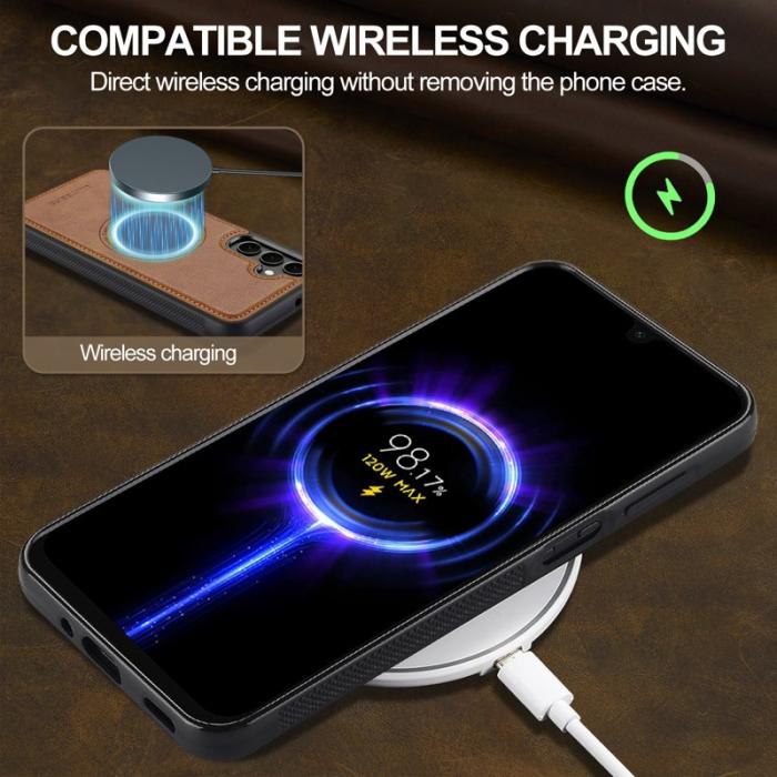 LC.imeeke - LC.IMEEKE Samsung Galaxy S25 Fodral - Äkta läder - Brun