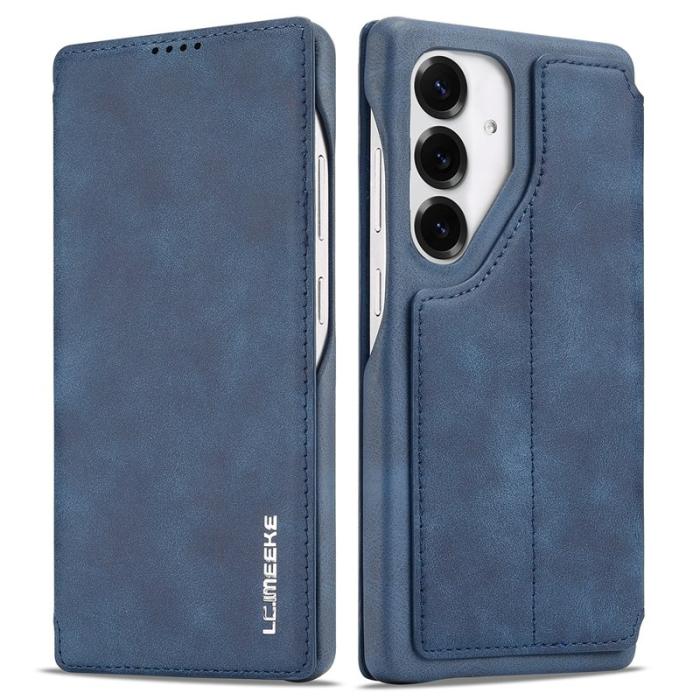 LC.imeeke - LC.IMEEKE Samsung Galaxy S25 Fodral Card Holder Äkta läder - Blå