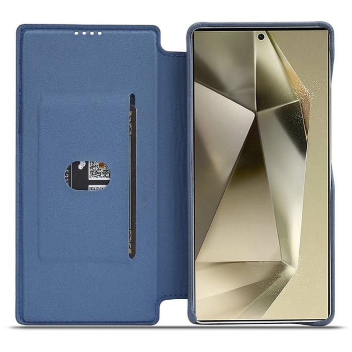 LC.imeeke - LC.IMEEKE Samsung Galaxy S25 Fodral Card Holder Äkta läder - Blå