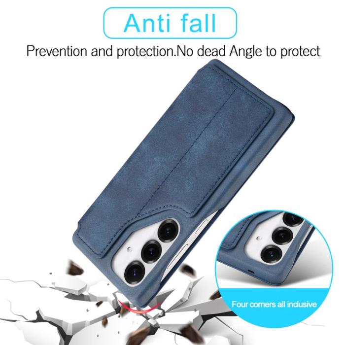 LC.imeeke - LC.IMEEKE Samsung Galaxy S25 Fodral Card Holder Äkta läder - Blå