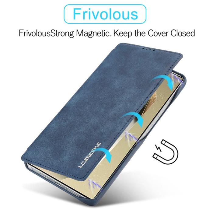 LC.imeeke - LC.IMEEKE Samsung Galaxy S25 Fodral Card Holder Äkta läder - Blå