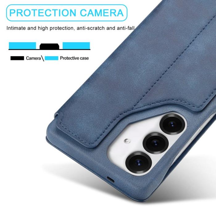 LC.imeeke - LC.IMEEKE Samsung Galaxy S25 Fodral Card Holder Äkta läder - Blå