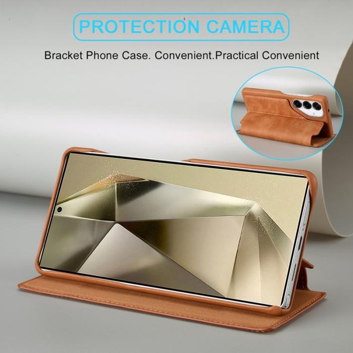 LC.imeeke - LC.IMEEKE Samsung Galaxy S25+ Fodral Card Holder KonstLäder - Brun