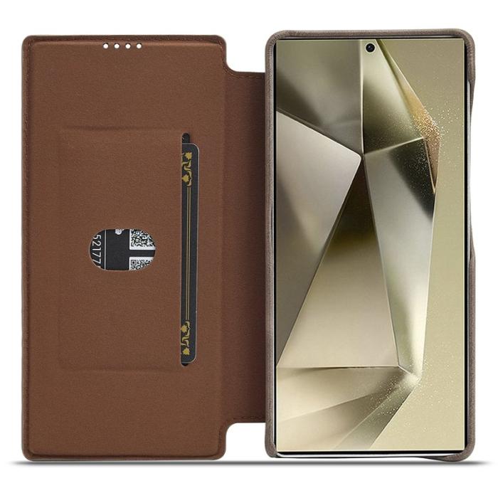 LC.imeeke - LC.IMEEKE Samsung Galaxy S25 Fodral Card Holder Äkta läder - Kaffe