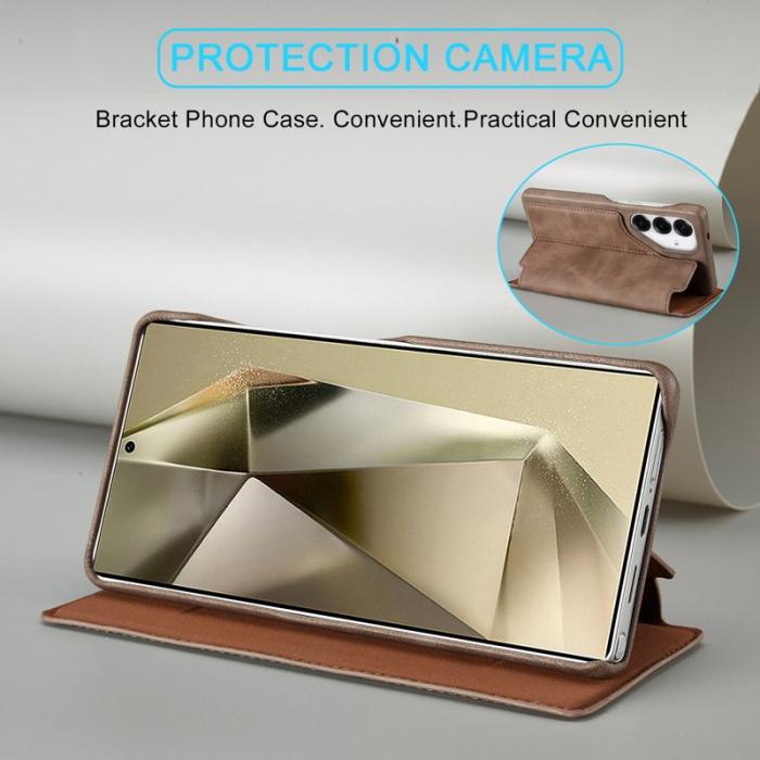 LC.imeeke - LC.IMEEKE Samsung Galaxy S25 Fodral Card Holder Äkta läder - Kaffe