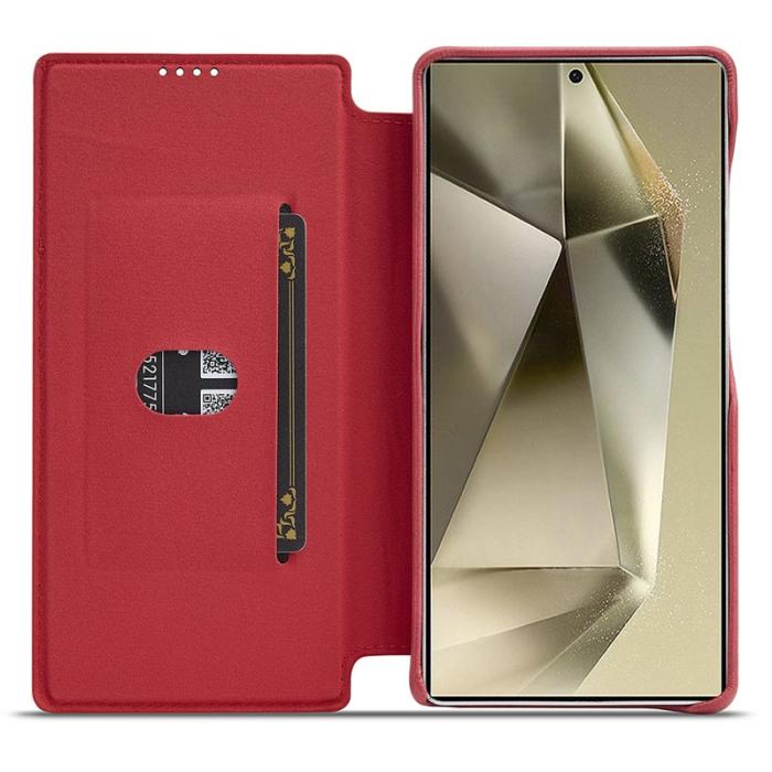 LC.imeeke - LC.IMEEKE Samsung Galaxy S25 Fodral Card Holder KonstLäder - Röd