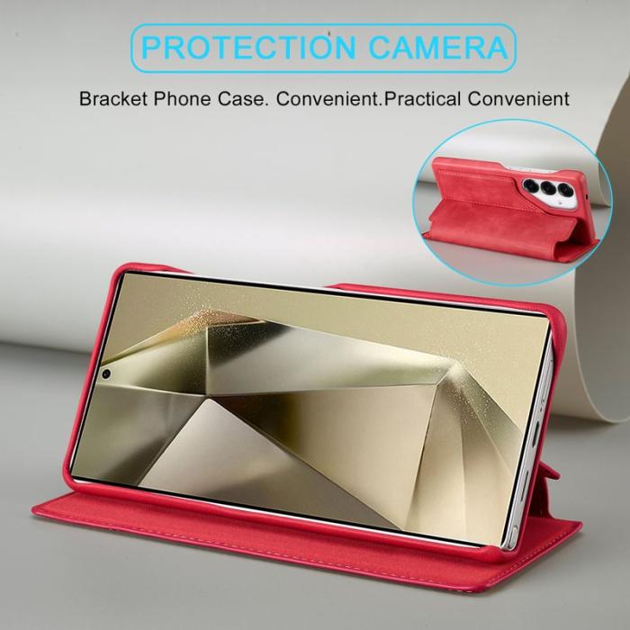 LC.imeeke - LC.IMEEKE Samsung Galaxy S25 Fodral Card Holder KonstLäder - Röd