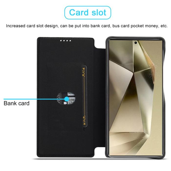 LC.imeeke - LC.IMEEKE Samsung Galaxy S25 Fodral Card Holder Äkta läder - Svart