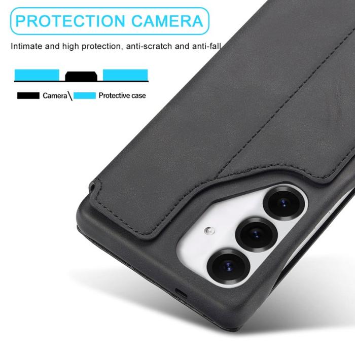 LC.imeeke - LC.IMEEKE Samsung Galaxy S25 Fodral Card Holder Äkta läder - Svart