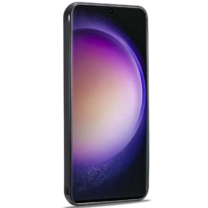 LC.imeeke - LC.IMEEKE Samsung Galaxy S25 Fodral - Kolfiber Textur Läder - Svart