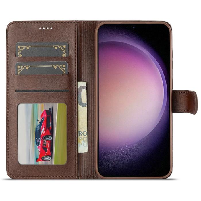 LC.imeeke - LC.IMEEKE Samsung Galaxy S25+ Fodral PU Läder - Brun