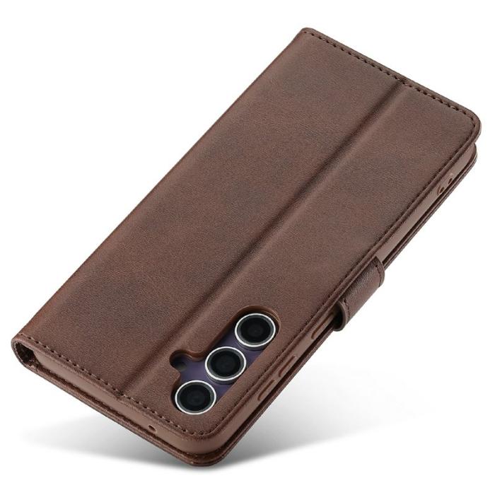 LC.imeeke - LC.IMEEKE Samsung Galaxy S25+ Fodral PU Läder - Brun