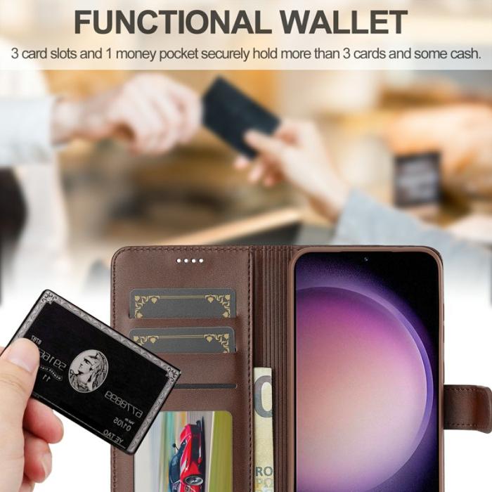 LC.imeeke - LC.IMEEKE Samsung Galaxy S25+ Fodral PU Läder - Brun