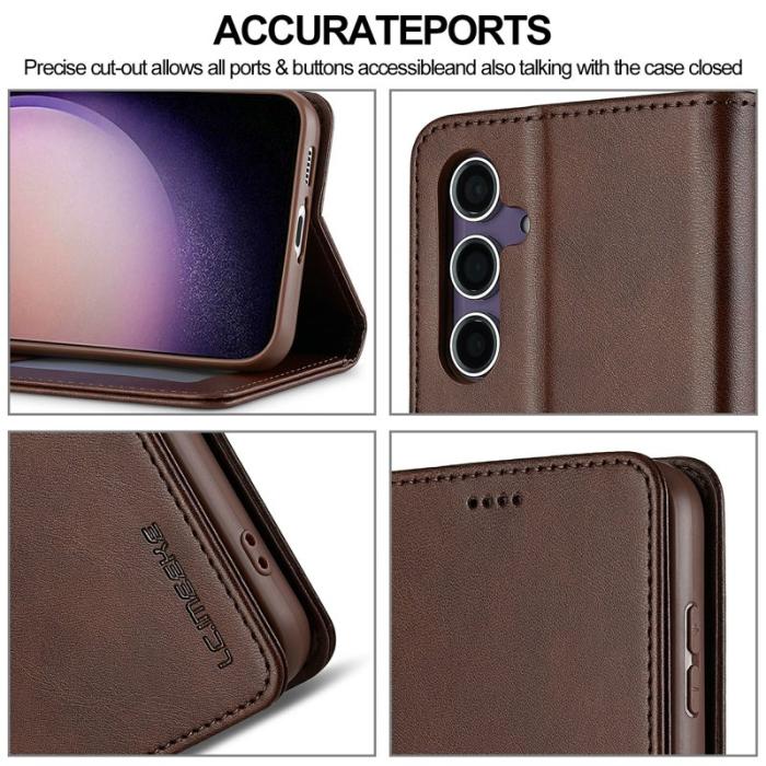 LC.imeeke - LC.IMEEKE Samsung Galaxy S25+ Fodral PU Läder - Brun