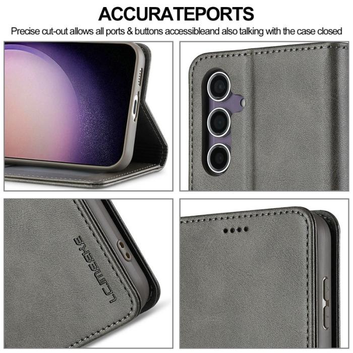 LC.imeeke - LC.IMEEKE Samsung Galaxy S25+ Fodral PU Läder - Grå