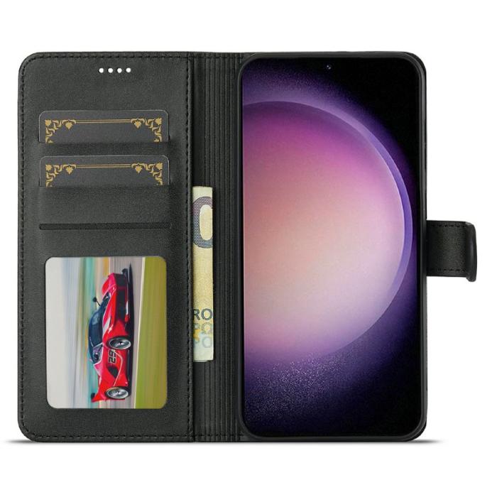 LC.imeeke - LC.IMEEKE Samsung Galaxy S25+ Fodral PU Läder - Svart