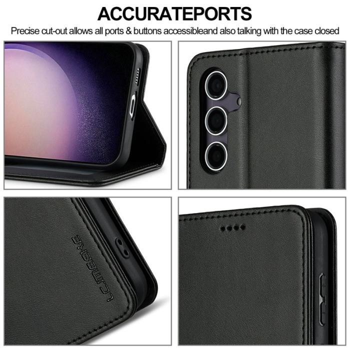 LC.imeeke - LC.IMEEKE Samsung Galaxy S25+ Fodral PU Läder - Svart