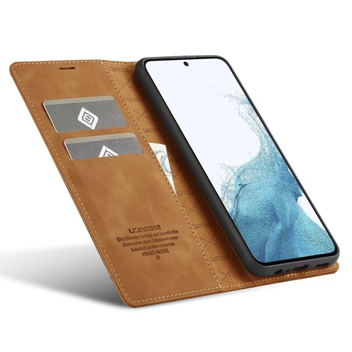 LC.imeeke - LC.IMEEKE Samsung Galaxy S25 Fodral Wallet Mikrofiber - Brun