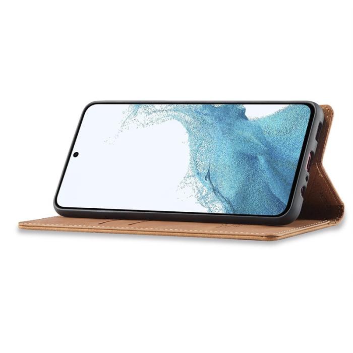 LC.imeeke - LC.IMEEKE Samsung Galaxy S25 Fodral Wallet Mikrofiber - Brun