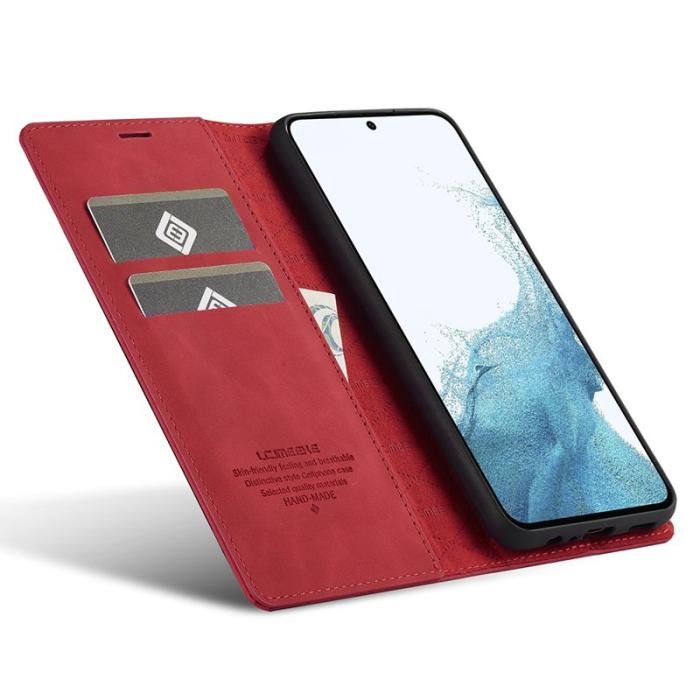 LC.imeeke - LC.IMEEKE Samsung Galaxy S25+ Fodral Wallet Mikrofiber - Röd