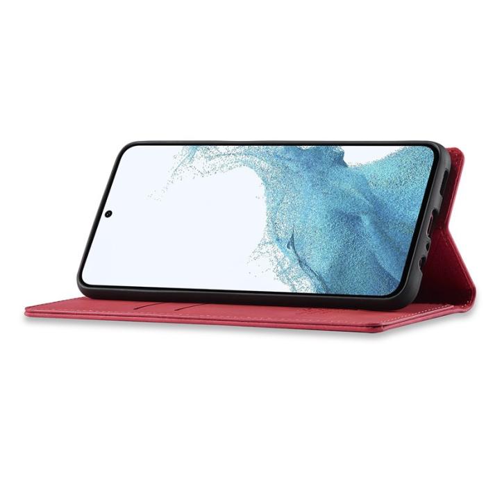 LC.imeeke - LC.IMEEKE Samsung Galaxy S25 Fodral Wallet Mikrofiberläder - Röd