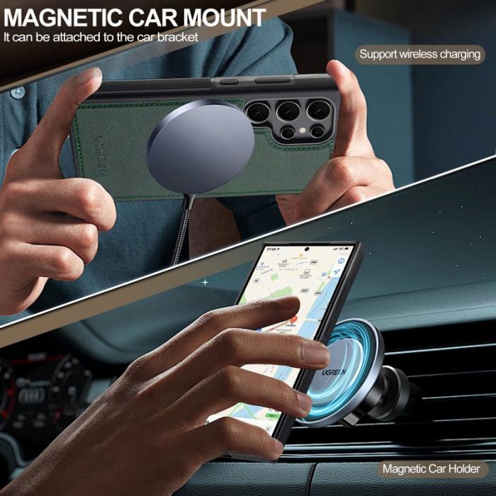 LC.imeeke - LC.IMEEKE Samsung Galaxy S25 Ultra Fodral Äkta läder - Grön