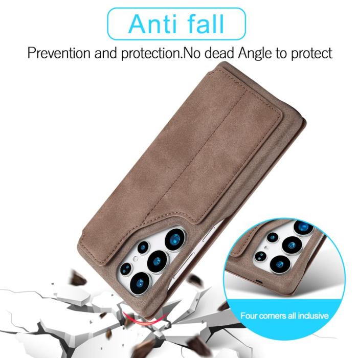 LC.imeeke - LC.IMEEKE Samsung Galaxy S25 Ultra Fodral Äkta läder - Kaffe