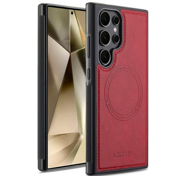 LC.imeeke - LC.IMEEKE Samsung Galaxy S25 Ultra Fodral Äkta läder - Röd