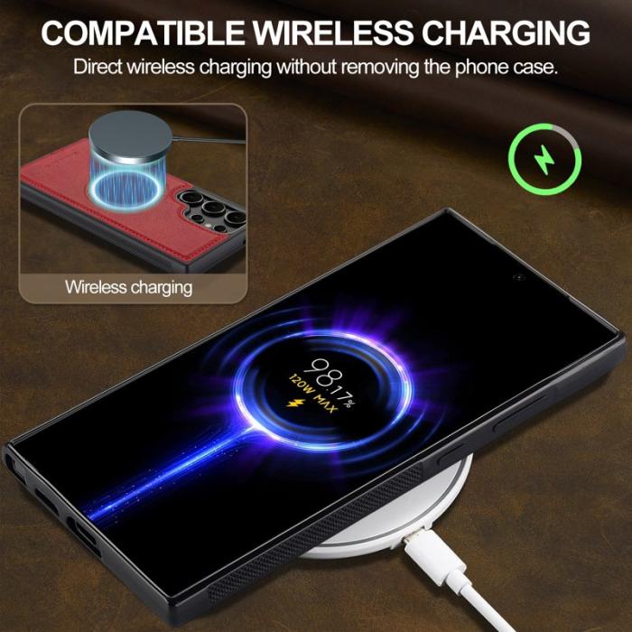 LC.imeeke - LC.IMEEKE Samsung Galaxy S25 Ultra Fodral Äkta läder - Röd