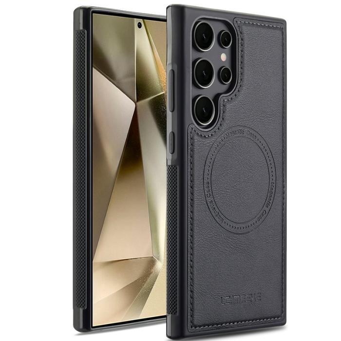 LC.imeeke - LC.IMEEKE Samsung Galaxy S25 Ultra Fodral Äkta läder - Svart