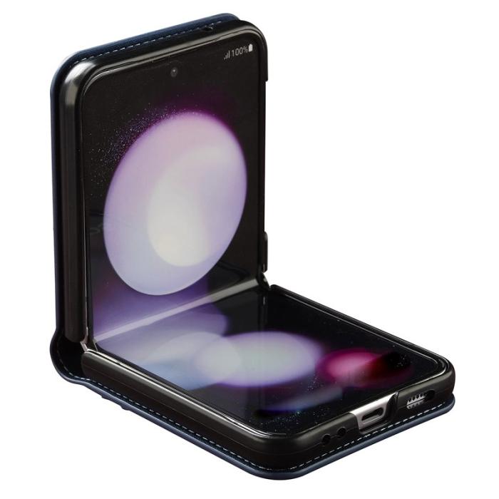 LC.imeeke - LC.IMEEKE Samsung Galaxy Z Flip3 5G Fodral Äkta läder - Blå