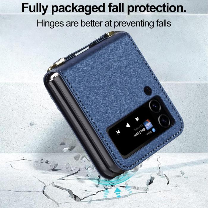 LC.imeeke - LC.IMEEKE Samsung Galaxy Z Flip3 5G Fodral Äkta läder - Blå
