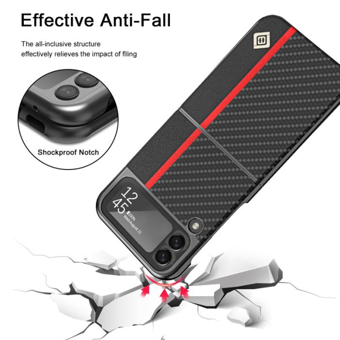 LC.imeeke - LC.IMEEKE Samsung Galaxy Z Flip3 Fodral Äkta läder - Svart