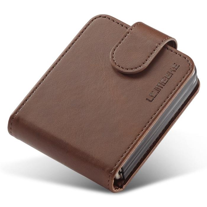LC.imeeke - LC.IMEEKE Samsung Galaxy Z Flip3 Fodral PU Läder - Brun