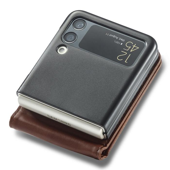 LC.imeeke - LC.IMEEKE Samsung Galaxy Z Flip3 Fodral PU Läder - Brun