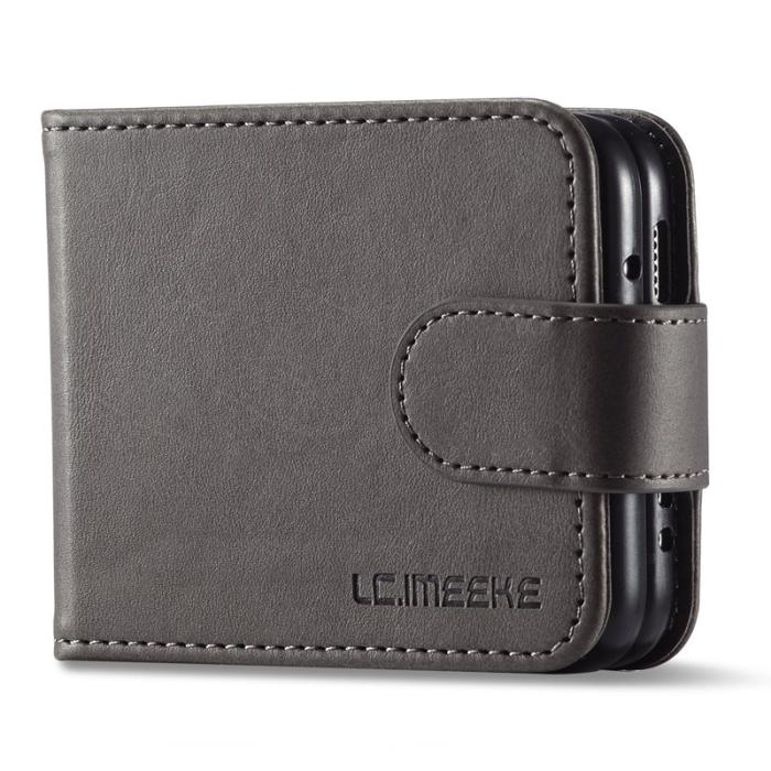 LC.imeeke - LC.IMEEKE Samsung Galaxy Z Flip3 Fodral PU Läder - Grå