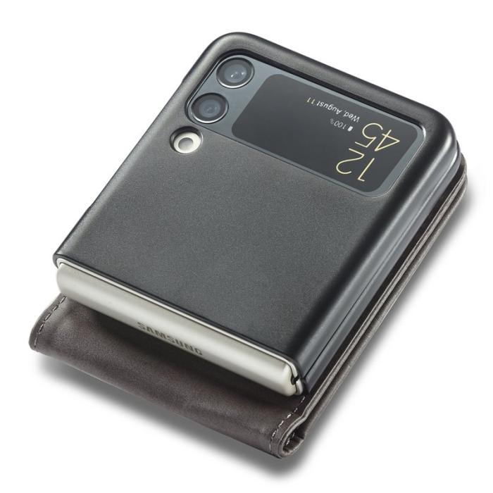 LC.imeeke - LC.IMEEKE Samsung Galaxy Z Flip3 Fodral PU Läder - Grå